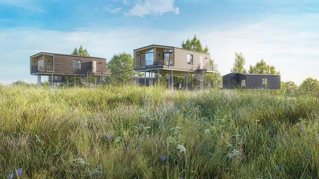 Grüne Wiesen rund um das Ostsee Baumhaus